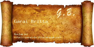 Garai Britta névjegykártya